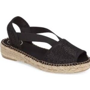 $120 Toni Pons Blk Estel Espadrille Slingback Platform Sandal SZ EU37/US 6.5 EUC